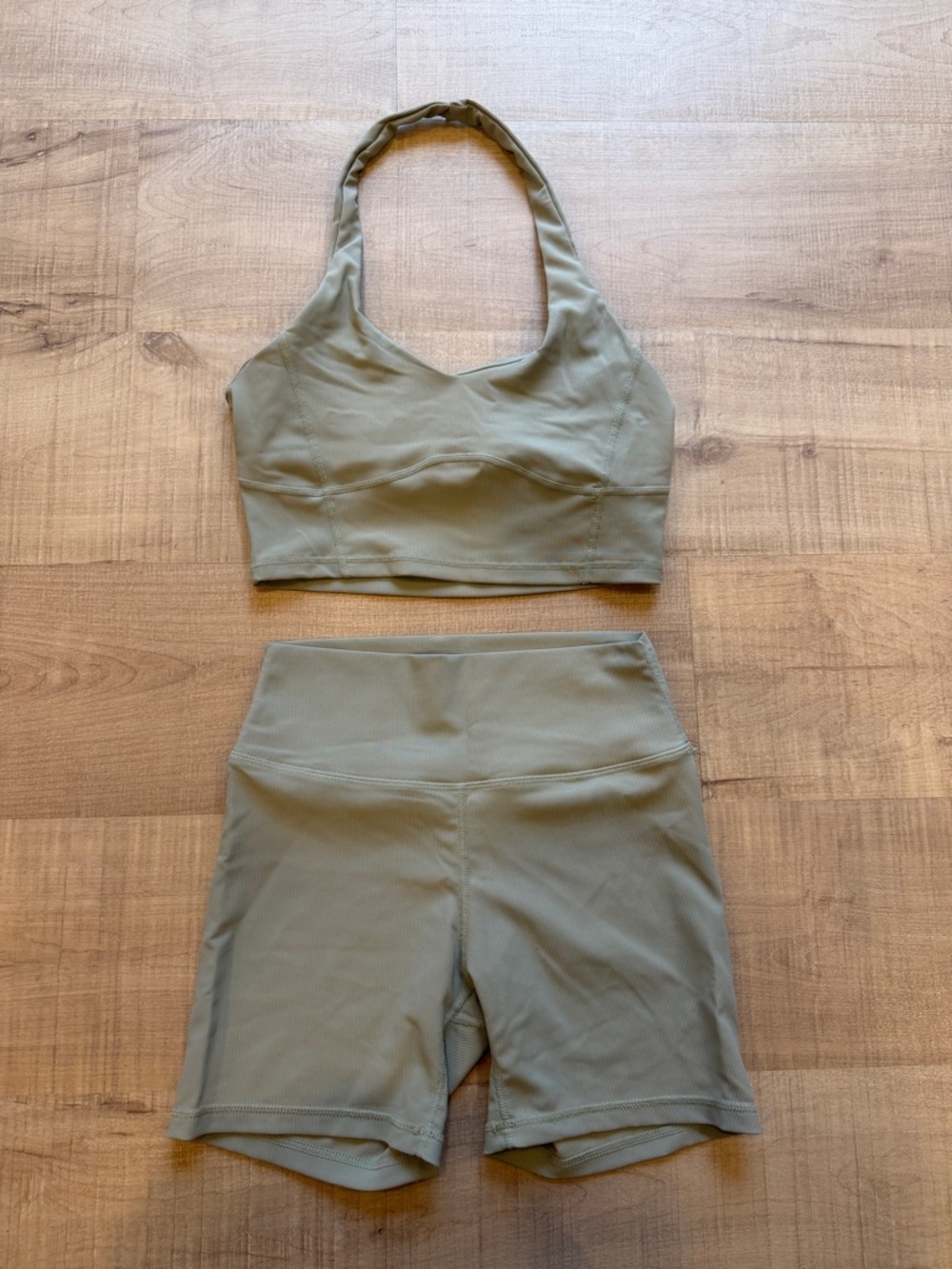 WILO The Label Olive Green Active Short and Halter Bra Set